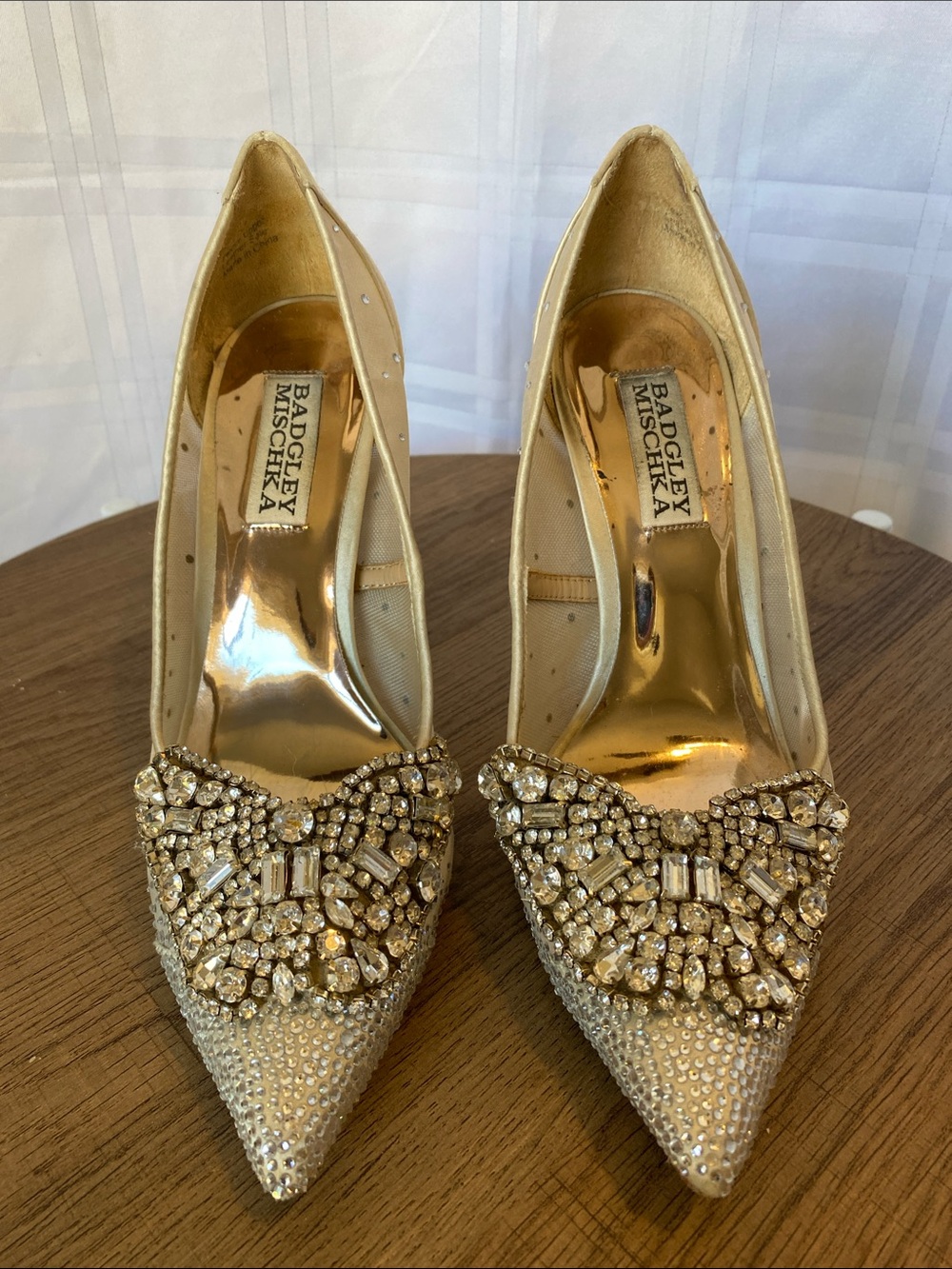 Badgley Mischka Quintana Crystal Embellished Pointed-Toe Stiletto Heels Size 5.5